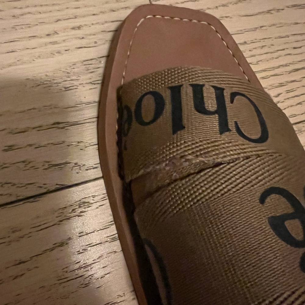 Chloé Woody Logo Strap Slide Sandals authentic with box - Picture 2 of 9